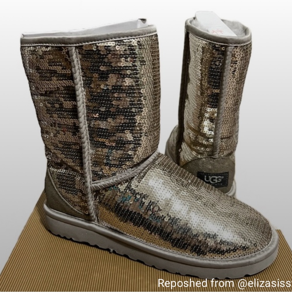 UGG Sequin Ankle Boots - Gold and Silver
